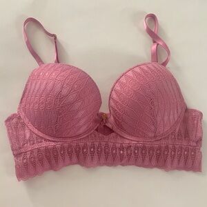 Daisy Fuentes Unbranded Pink Lace Longline Push-Up Bra
